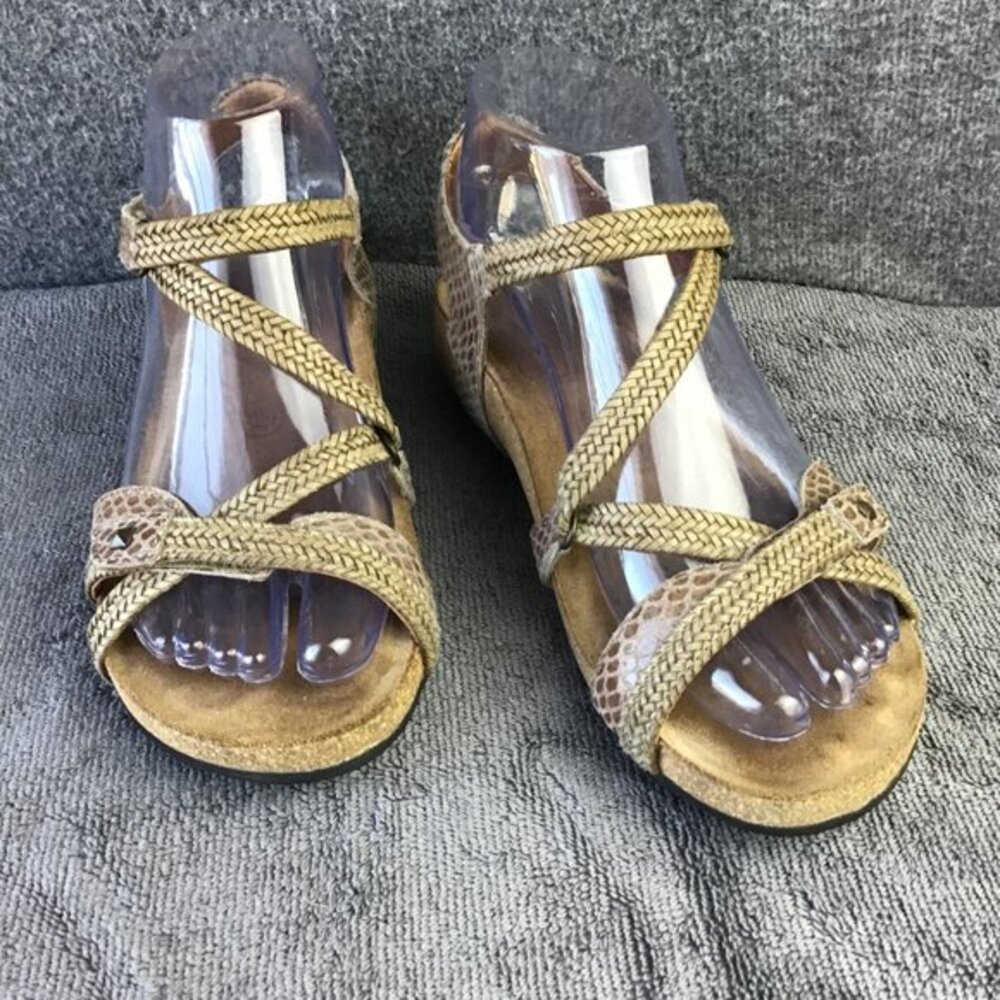 TAOS Trulie Snake Print Tan Leather Open‎ Toe Ankle Strap Sandals EU 37|US 6-6.5 - Picture 3 of 12